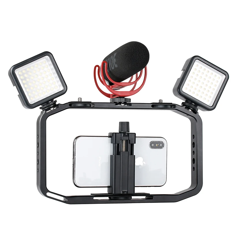 Video Phone Rig Handheld Metal Rig Phone Holder Mount Gopro Adapter with 1/4 3/8 Screw for LED Video Light Microphone Tripod Video Phone Rig Handheld Metal Rig Phone Holder Mount Gopro Adapter with 1/4 3/8 Screw for LED Video Light Microphone Tripod