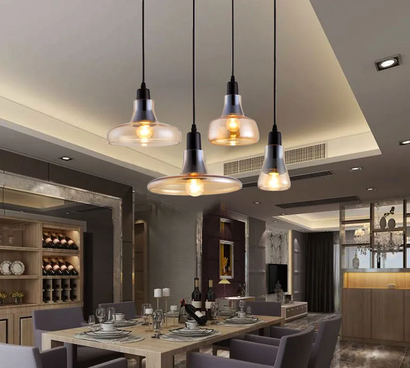 Pingente de Vidro do Vintage Lâmpadas com Lâmpadas Luzes do Pendente Luz Cor Cinza Cor Clara Cor Âmbar Pingente 110 V e 220 v Led 15 Cheap colorful pendant lamp