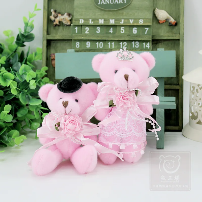 2 piezas Weeding decoración regalos Mini muñecas del oso de peluche juguetes 14 cm parejas oso de peluche juguetes de peluche de felpa animales peluches de animales