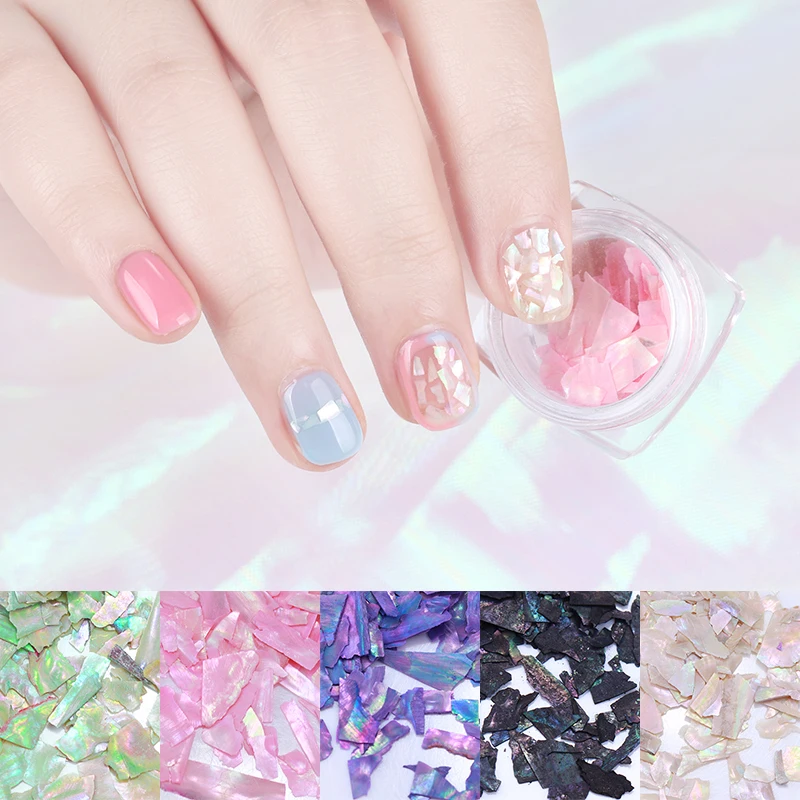 

BORN PRETTY 1 Box Seashell Irregular Flakes Sequins Holographic Nail Glitter Power For Gel Polish Nail Art Decoration Manicure