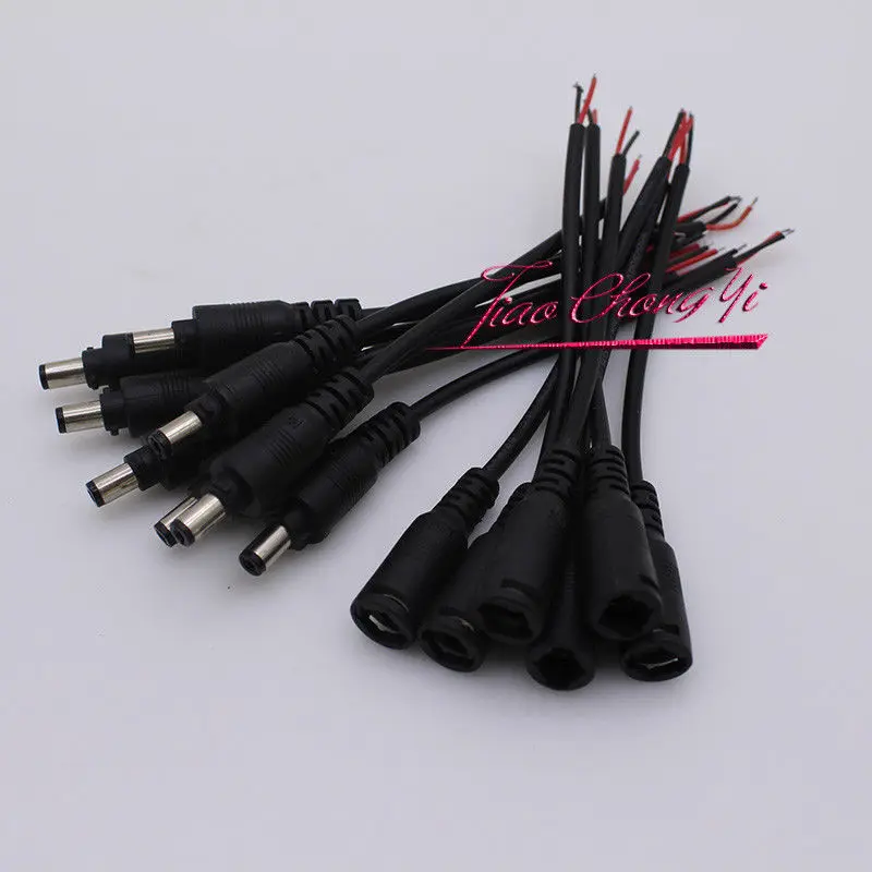 

15cm 5.5x2.1mm DC connectors with locking buckle Female Male Plug Black Color