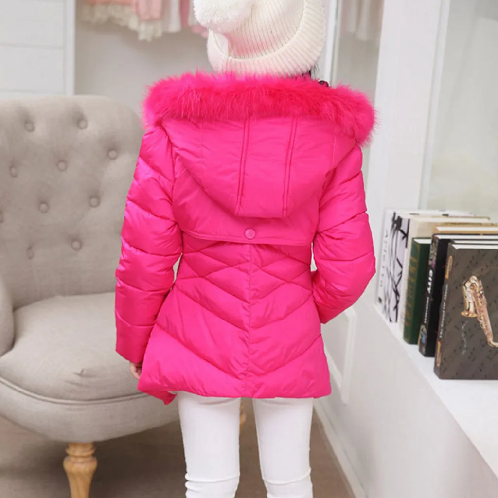 LONSANT/парки для девочек; зимняя куртка на пуговицах с капюшоном и длинными рукавами; Roupas Infantis Meisjes Jas Veste Fourrure; пуховое пальто; N30