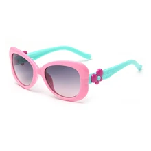 Fashion Summer Cute Kids Candy Color Frame UV400 Google Sunglasses Boys Girls Flower Attached Eyewear Sun Glasses