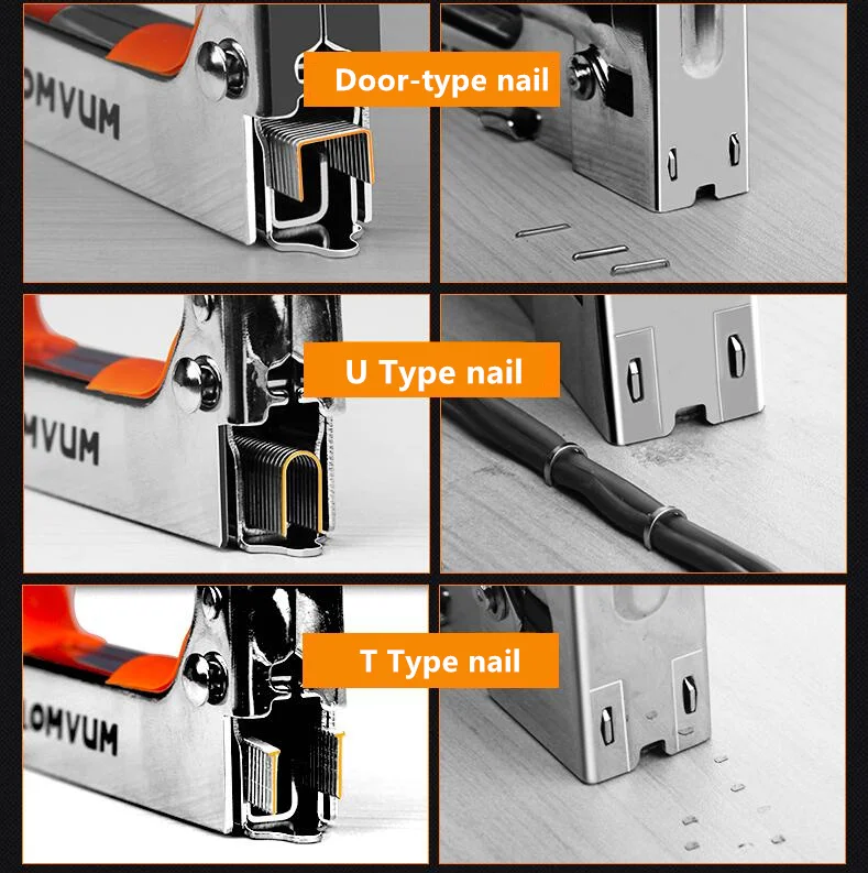 Скобозабивной степлер для гвоздей Многофункциональный скобозабивательный степлер для обивки рук набор пистолета 3-Way с 600 гвоздями