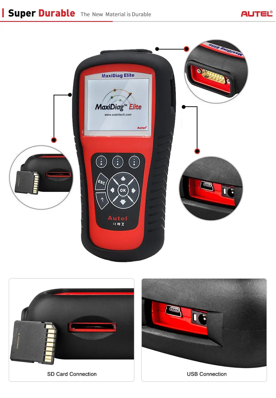 AUTEL MaxiDiag Elite MD802 Diaglink OBD2 сканер Все и 4 системы авто код ридер EPB сброс масла OBD 2 диагностический инструмент PK MD805