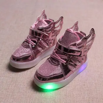 

New Fashion kids LED Light up Luminous shoes boys girls wings glowing sneakers casual children lighting shoes size 21-30