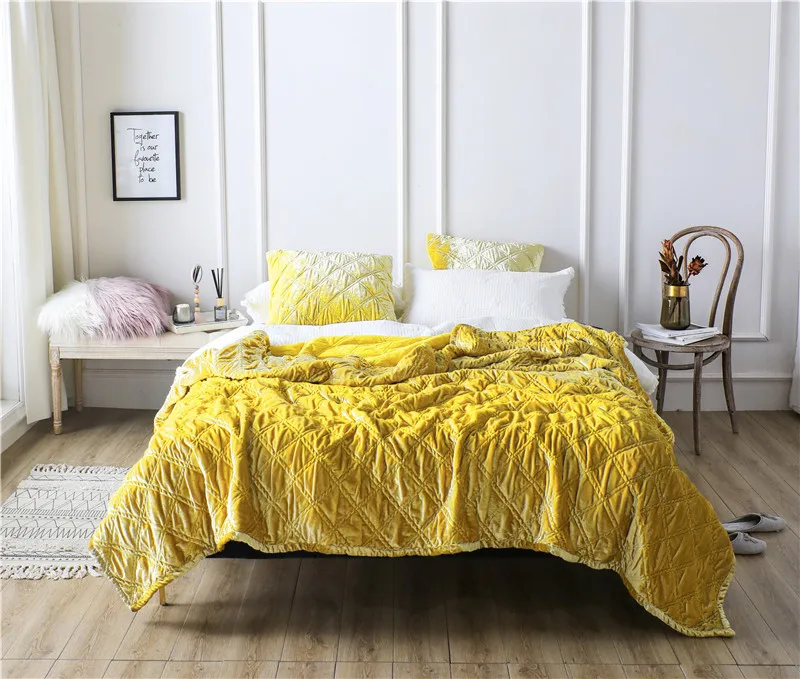Желтый, синий, зеленый, розовый роскошный высококачественный бархат, зимнее плотное одеяло для дивана, мягкое покрывало, простыня, Квадратные наволочки, 3 шт