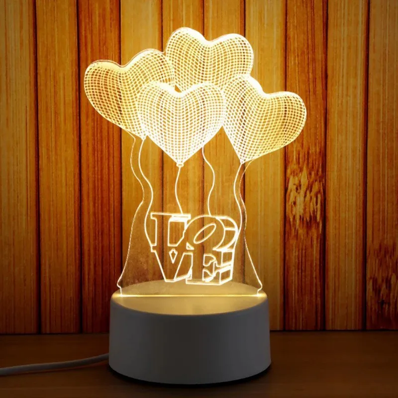 

LED Eye Protection Figurines Miniatures USB 3D Stereo Lights Home Garden Valentine's Gifts