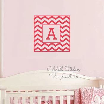 

Chevron Name Wall Sticker Chevron Initial Letter Wall Decal Kids Room Decors Cut Vinyl Stickers Personalized Children Name C68
