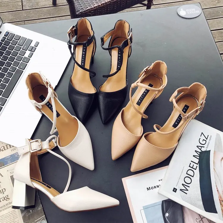 

Fashion high-heeled women's shoes sexy comfortable women's shoes wild thick with single shoes pointed shallow mouth high heels