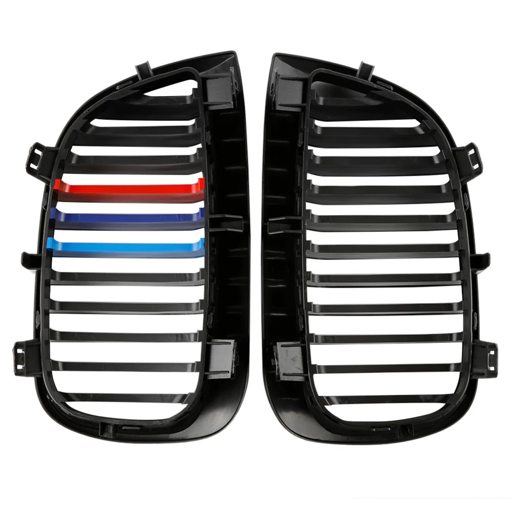 2x Shiny Black& M Color Sport Kidney Grille Grill car styling For BMW