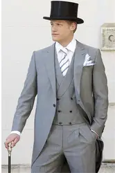 2018 светло-серый фрак мужской костюм Slim Fit 3 шт мужской костюм смокинг костюм homme пиджак для жениха мужские s термокомплекты Masculino