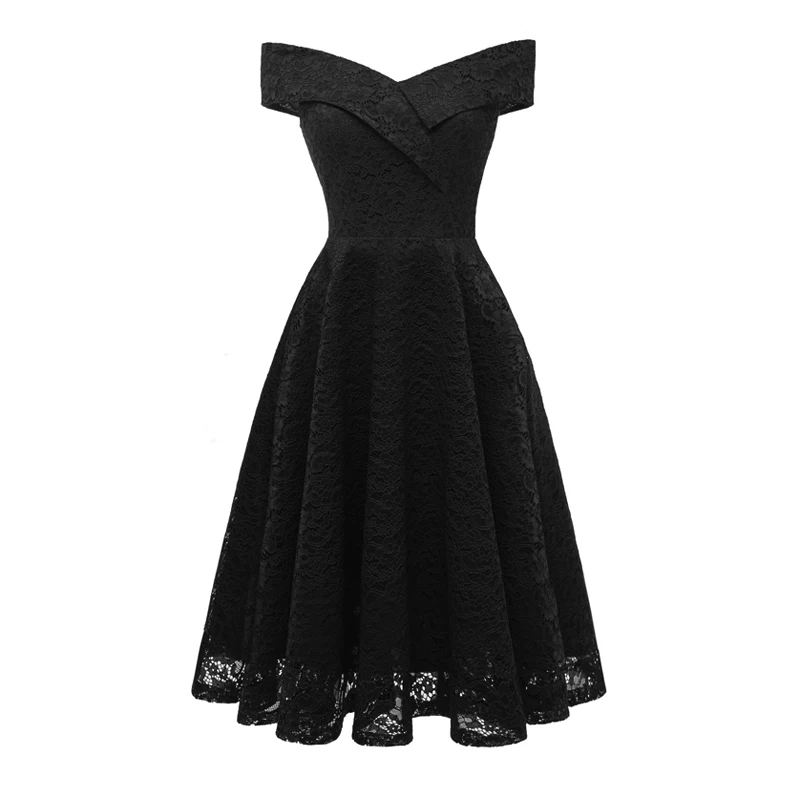 

Vintage Off Shoulder Crochet Lace Dress for Women Fashion High Waist Female Midi Party Dress Ladies Mermaid Pleated Rave Dress