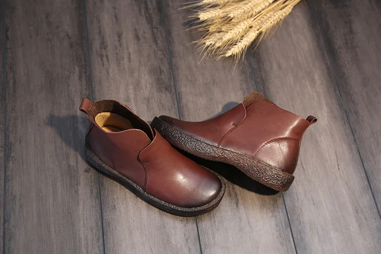 GKTINOO/ г., модные женские ботинки ручной работы, ботильоны из натуральной кожи женская обувь в винтажном стиле ботинки с круглым носком