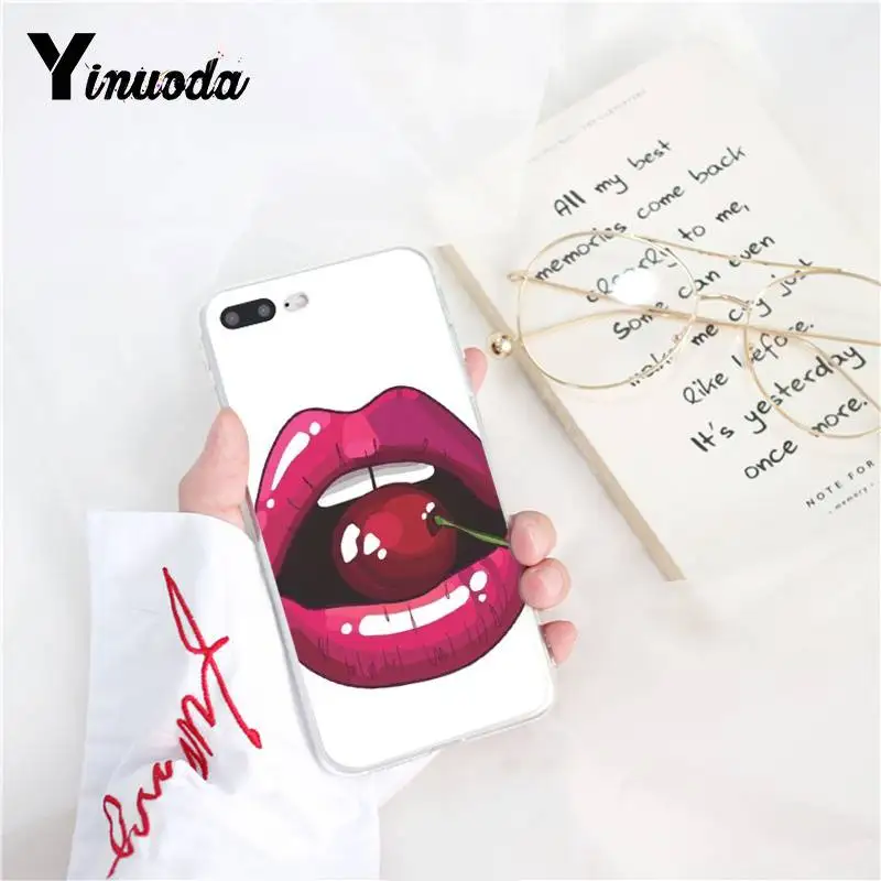 Sexy Girl red Lips black silicone