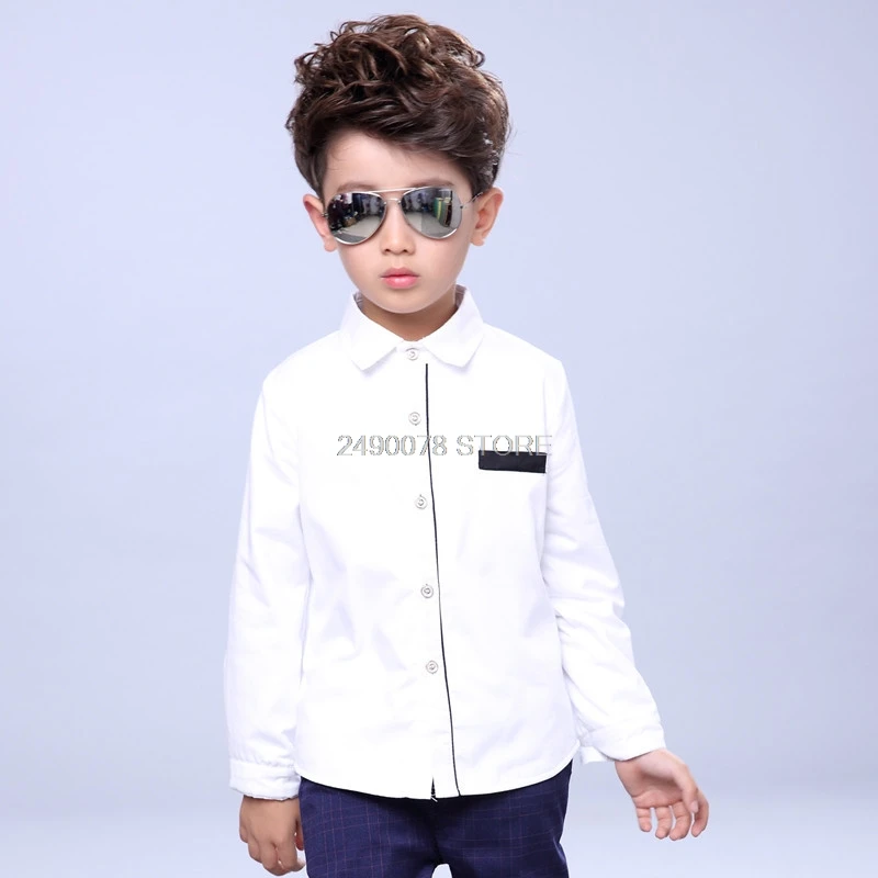 Shirts For Boys Brand Spring Autumn Kids Cotton Casual Shirts Children Blouse Clothing Boys Teenage Sports School Uniform