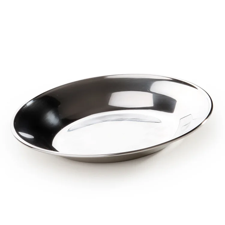 

Stainless steel dish fruit plate round fish plate Kitchen Gadgets