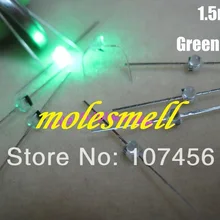 100 шт. 1,5 мм Мини зеленый водный яркий светодиодный Светодиодный s резисторы Сделано в Тайване