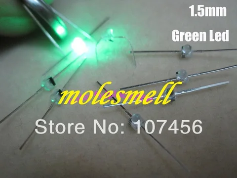 Feitos em Taiwan Novo Mini Água Verde Claro Led Leds Resistores Livres 100 Pçs 1.5mm