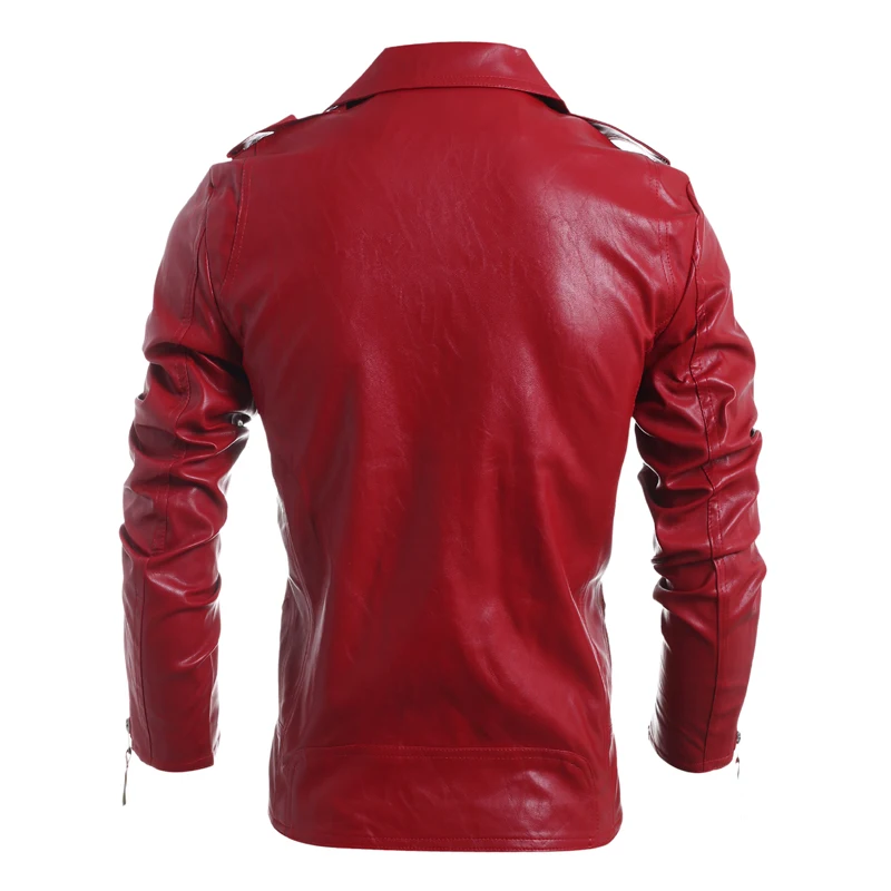 LANBAOSI Mens Faux Leather Jacket Motorbike Motorcycle Leather Jackets Coat Slim Fit Stand Collar