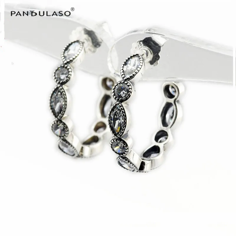 

Pandulaso Alluring Brilliant Marquise Crystal Hoop Earrings for Women Fashion 925 Sterling Silver Jewelry Wedding Earrings Gifts
