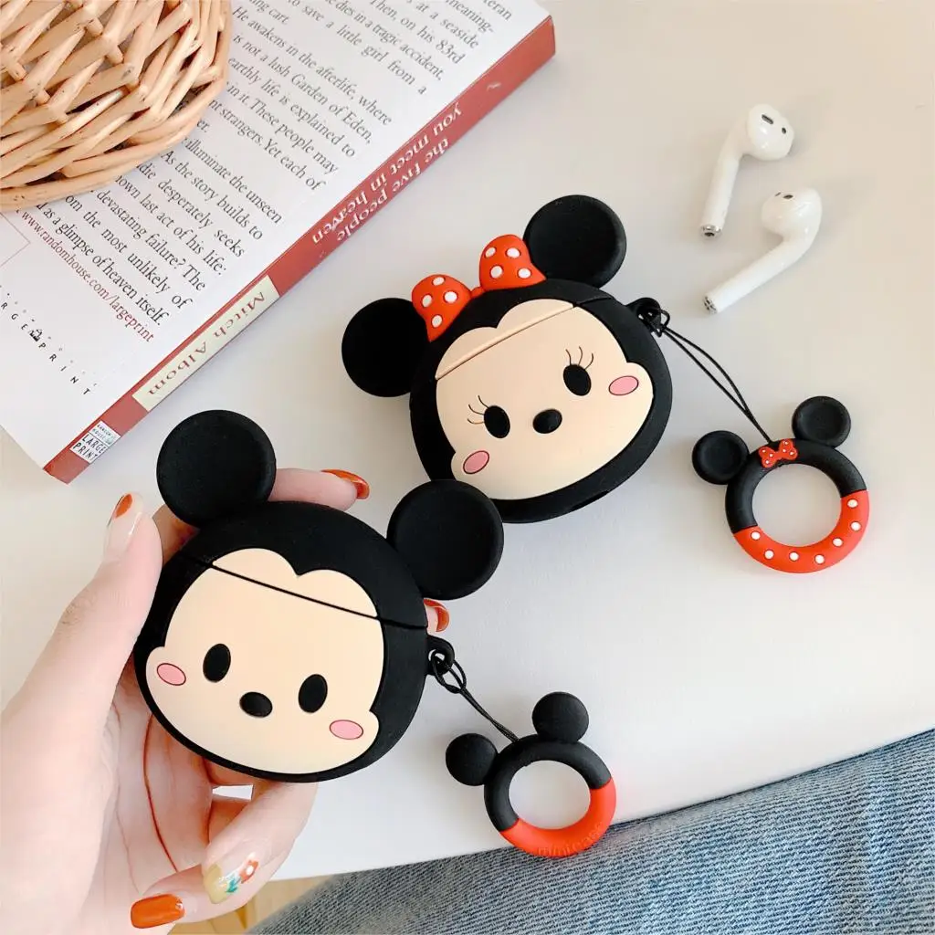 

Cartoon Pattern Silicone Bags For Apple Airpods 1/2 Case Wireless Bluetooth Earphone Box with Finger Ring Phone Lanyard