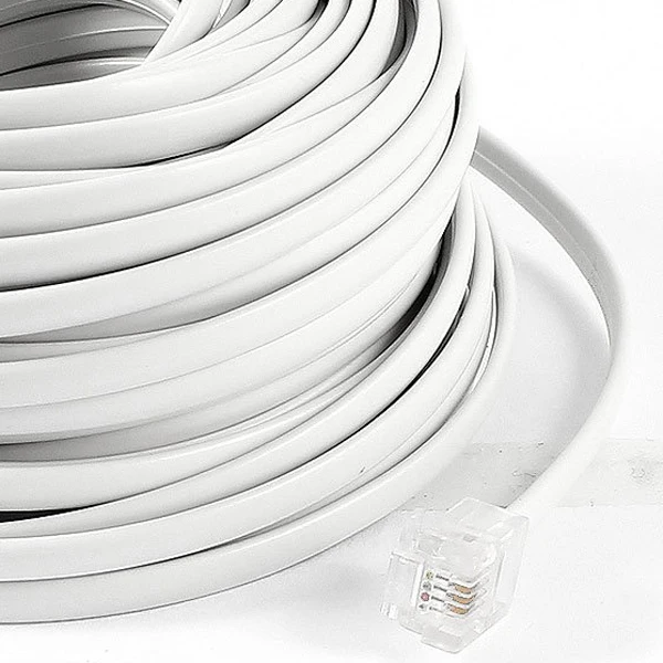 18 متر 60ft RJ11 6P4C الهاتف تمديد كابلات الموصلات أبيض 18 متر 60ft RJ11 6P4C الهاتف تمديد كابلات الموصلات أبيض