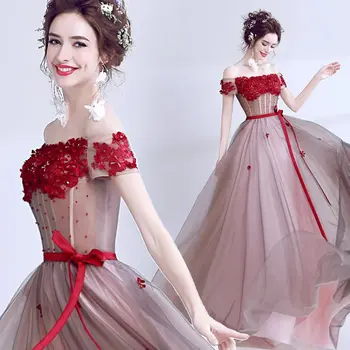 

2019 Wedding Slash Neck Backless Sequined Meash Dot Dress Sexy Women Pink Short Ball Gow Bow Bohemian Party Dresses Wholesale