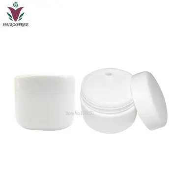 

Free Shipping 80pcs 50g 50ml PP white empty cosmetic cream jar with inner lids/cap, refillable sample jar for cosmetic packaging