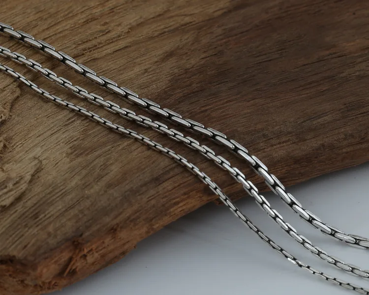 FNJ 925 серебряные ожерелья для изготовления ювелирных изделий 1,5 мм 2 мм 3 мм Крест бамбуковая цепочка S925 тайское серебро женское и мужское ожерелье