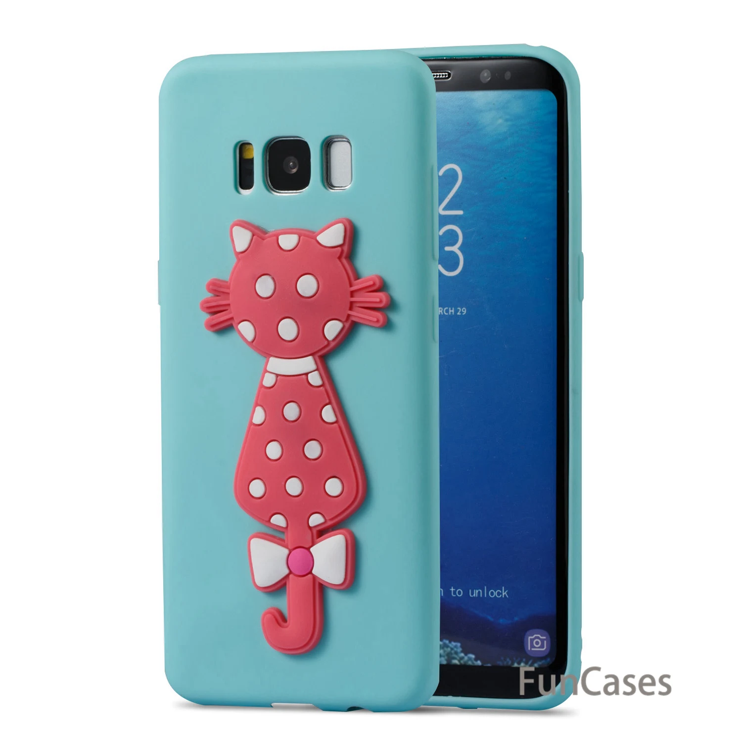 С милым рисунком кота чехол iphone аксессуар samsung S8 задняя панель из мягкого