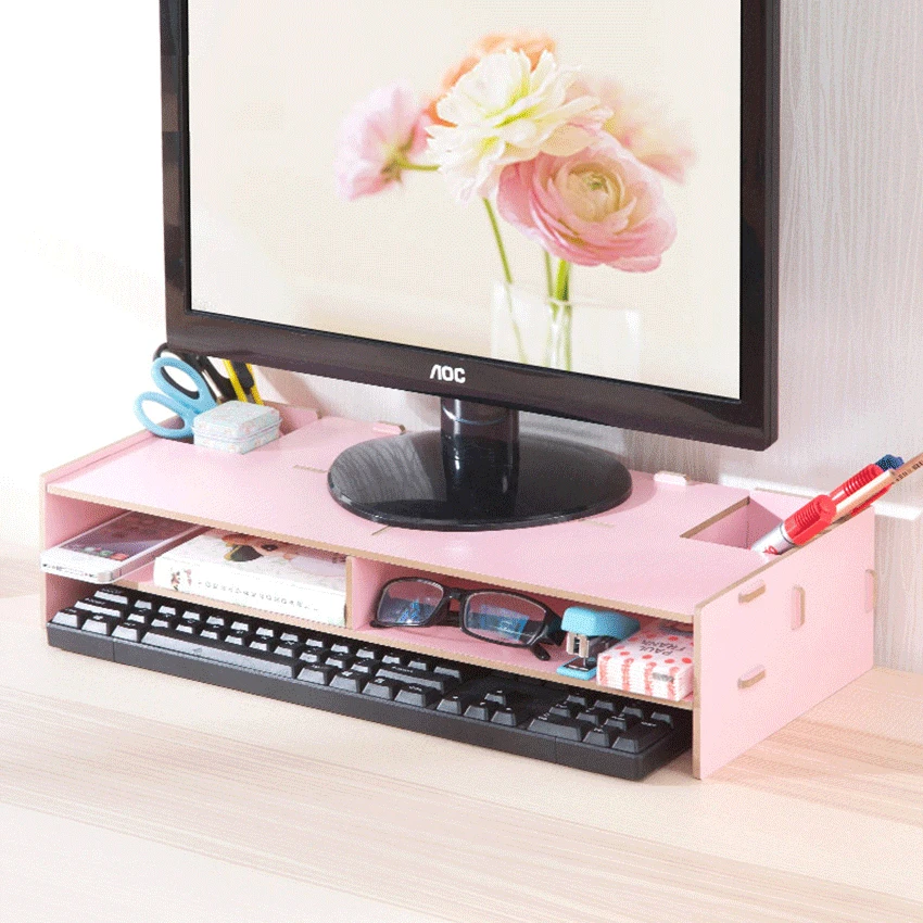 

Multi-function Desktop Monitor Stand Computer Screen Riser Wood Shelf Plinth Strong Laptop Stand Desk Holder For Notebook TV