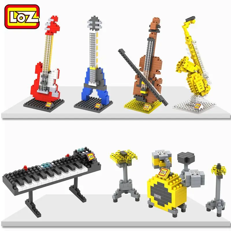 

LOZ Diamond Blocks Guitar Building Toys Mini violin drum set Juguete Toys for Children Toys Christmas Gifts for Kids 9188-9196
