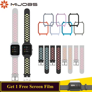 

Mijobs 20mm Sport Silicone Wrist Strap Protector Case Cover for Xiaomi Huami Amazfit Bip BIT PACE Lite Smartwatch Amazfit Strap