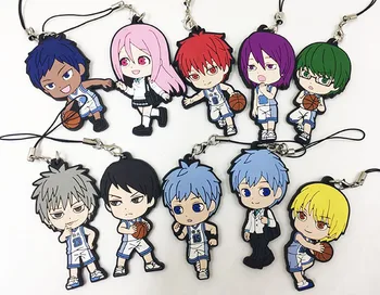 

2018 10pcs/Lot Japanese anime figure Kuroko No Basketball Silicone key chain Anime rubber