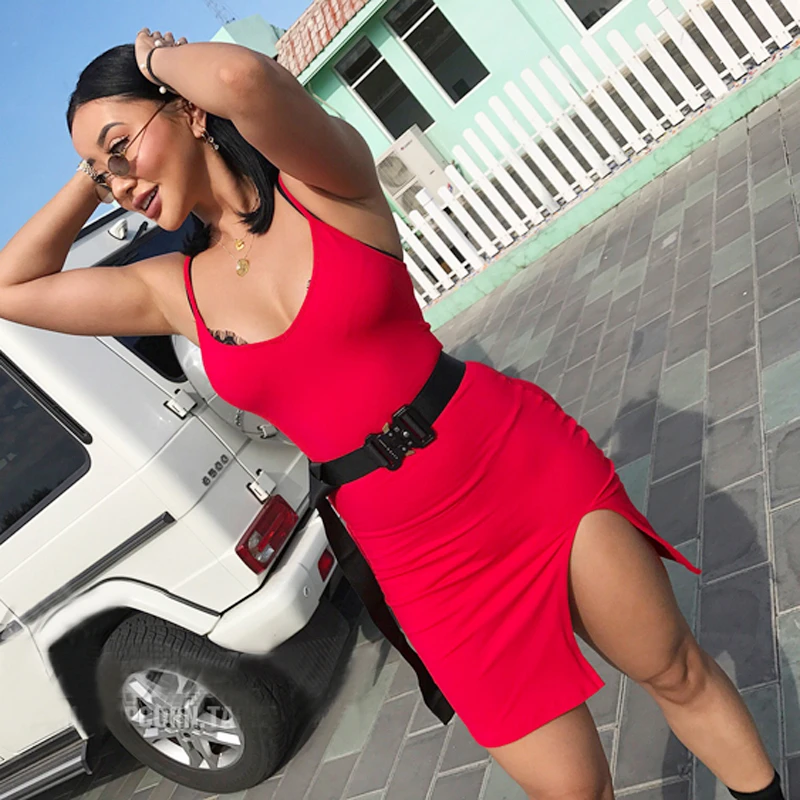 midi cami dress with split