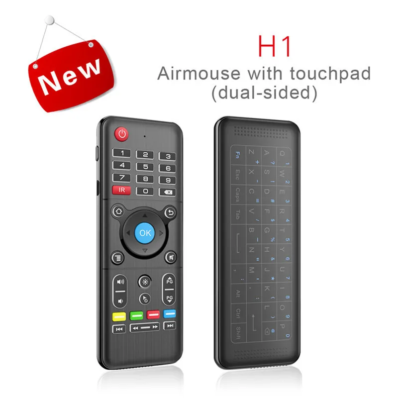 

H1 2.4G Wireless Smart Remote Control H1 Backlight Version Double-faced Squirrel 6Axis Airmouse Combo With Touchpad IR learning