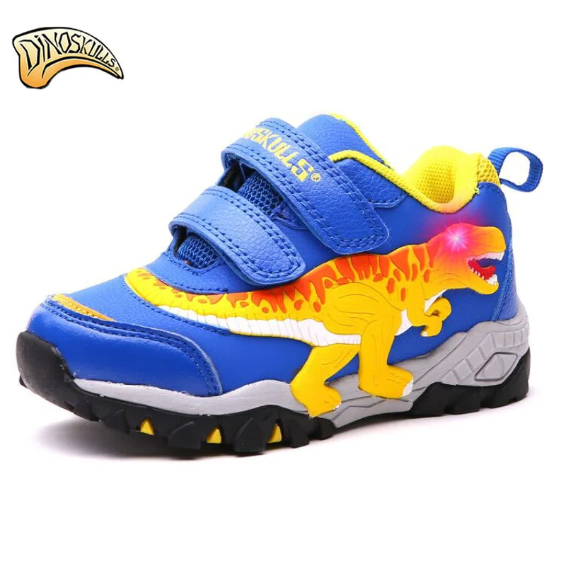 

2019 New Children's LED Light Up Shoes Kids Boys T- Rex Dinosaur Sneakers Flashing Light Sneakers Breathable Running Shoes