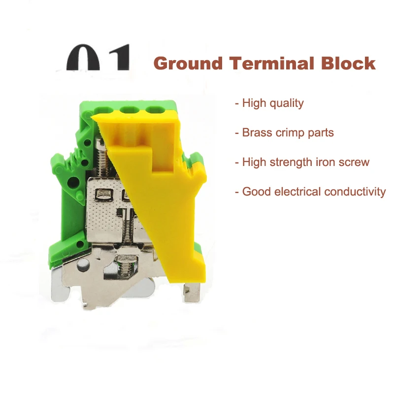 Din-рейку Заземление Винт клеммный блок USLKG16 Bornier электрические провода разъемы UK16N заземление morsettiera кабель 6AWG 16mm2