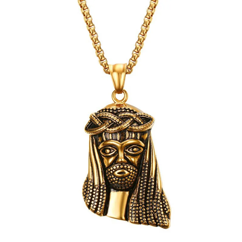 

European and American personality stainless steel boutique Jesus pendant titanium steel gold men's pendant