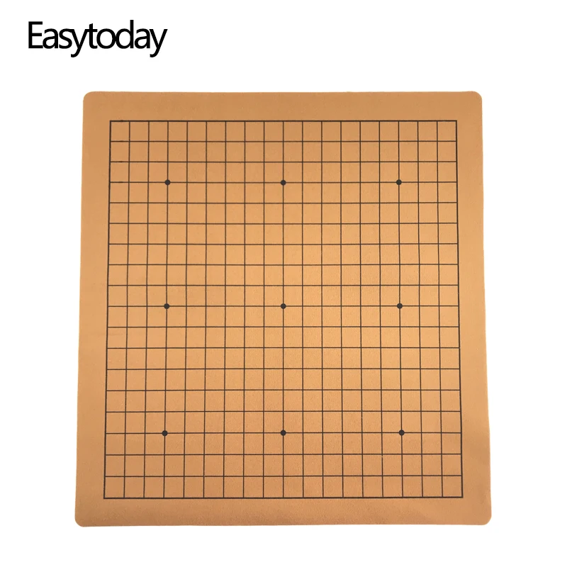 Easytoday Weiqi Chess Board Chinese Go Game Chessboard Synthetic Leather Suede One Side 19 Line Standard International crystal epoxy resin mold board game international chess casting silicone mould