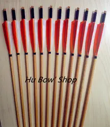 12 ручной работы деревянные стрелы традиционные лук для 20-80 # с бантом Бесплатная доставка