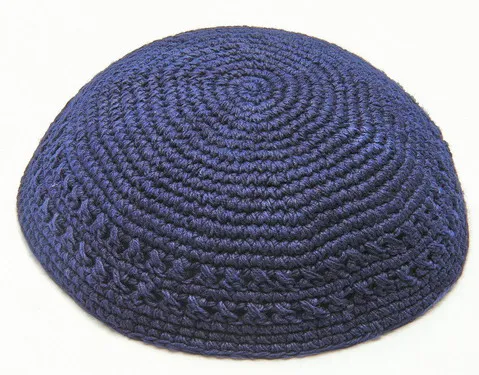 Ручной вязки YARMULKE KIPPAH - Цвет: DARK BLUE