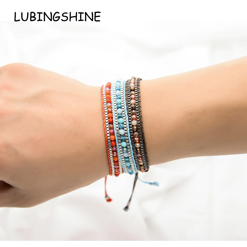 LUBINGSHINE блестящие хрустальные бусины ювелирные изделия женские браслеты Браслеты