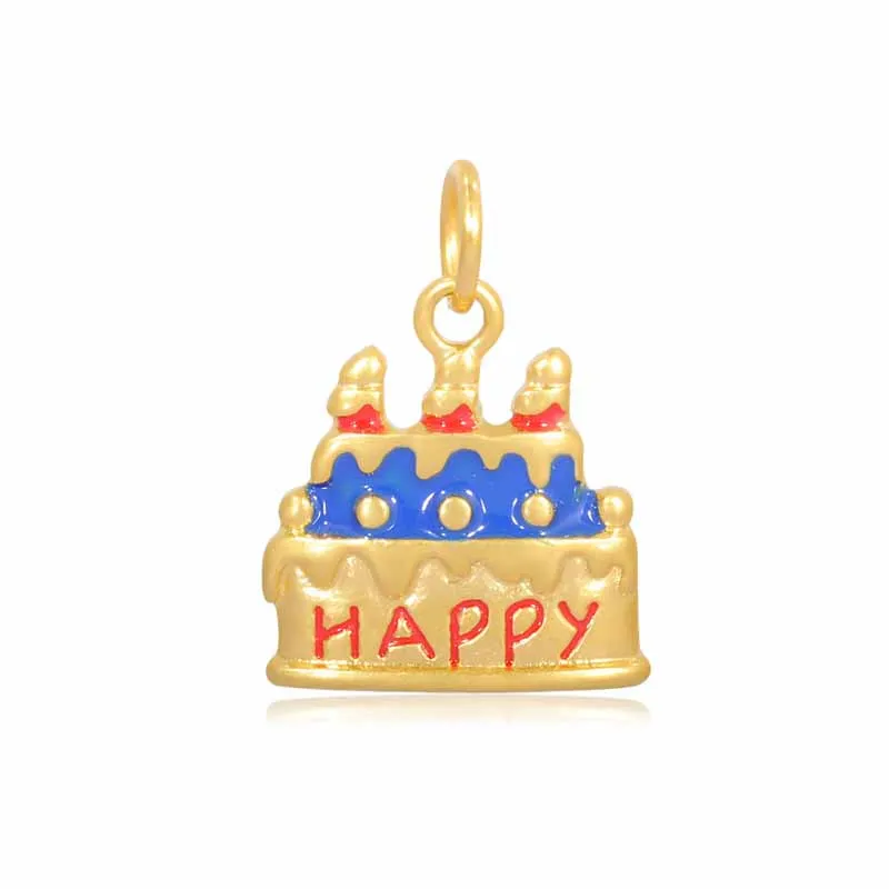 2017 New DIY Jewelry 316l Stainless Steel Gold Happy Birthday Cake