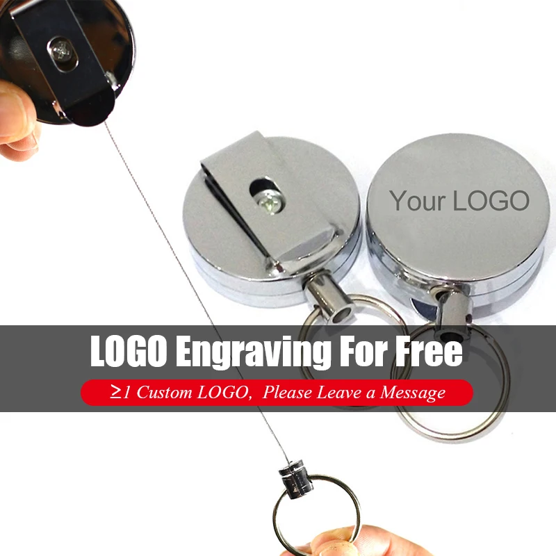 

Engrave Metal Badge Retractable Pull Key Rings ID Lanyard Name Tag Card Holder Belt Clip Gift Custom LOGO Keychains Decoration