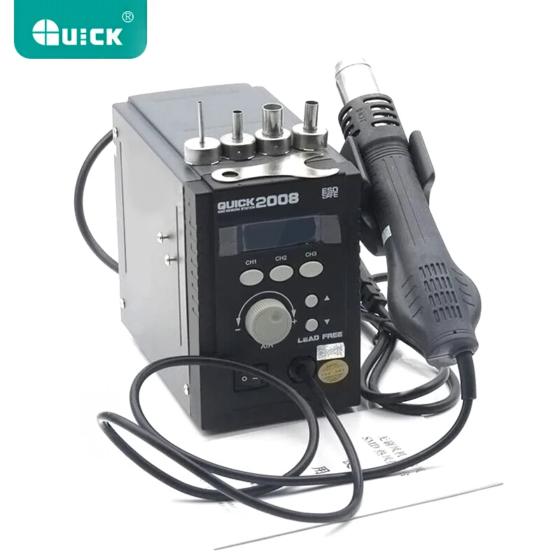 

Original QUICK 2008 ESD digital display heat gun Welding blower gun 220V 120L/min 100 to 500 degree