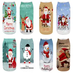 Носки с 3d принтом для взрослых, Рождественская серия, мужские и женские хлопковые носки, мягкие удобные дышащие носки Санта Клауса со