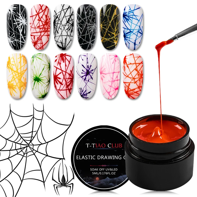 

T-TIAO CLUB 5ml UV Gel Nail Elastic Liner Creative DIY Web Gel Varnish UV Nail Spider Gel Flower Drawing Color Painting Decor