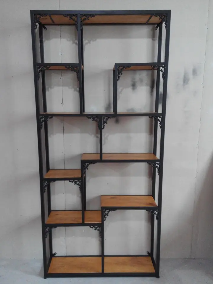 American Style Retro Wrought Iron Floor To Ceiling Bookcase